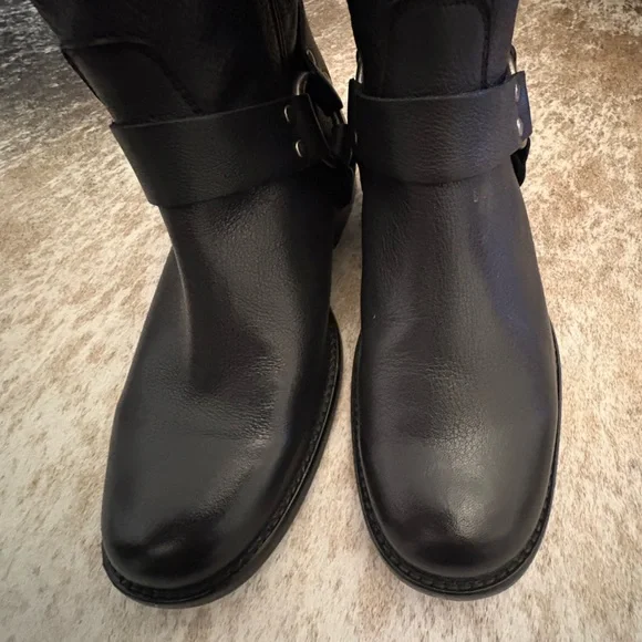 Frye Black Leather Ankle Boots with harness Size 6 - Picture 6 of 9